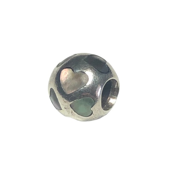PANDORA CHARM Love Me Heart Black MOP Retired - Picture 2 of 3